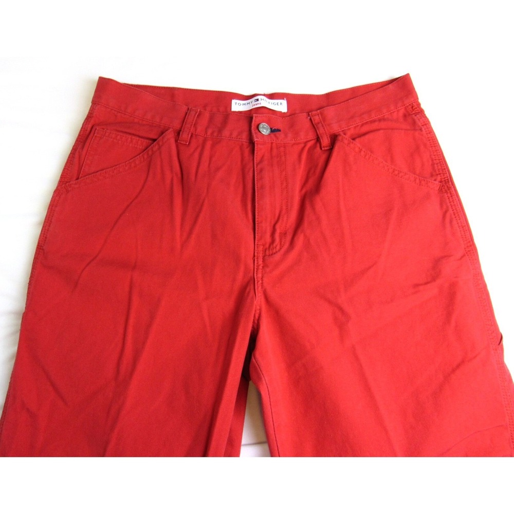 VTG Tommy Hilfiger Jeans Carpenter Capri Red High Rise Women's Size 10 - Picture 5 of 10